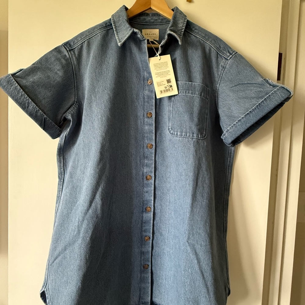 NWT Sézane Ana Oversized Denim Shirt Dress